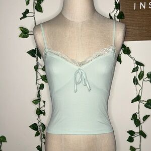 Jolie & Joy Mint Green Lace Trimmed Tank Top